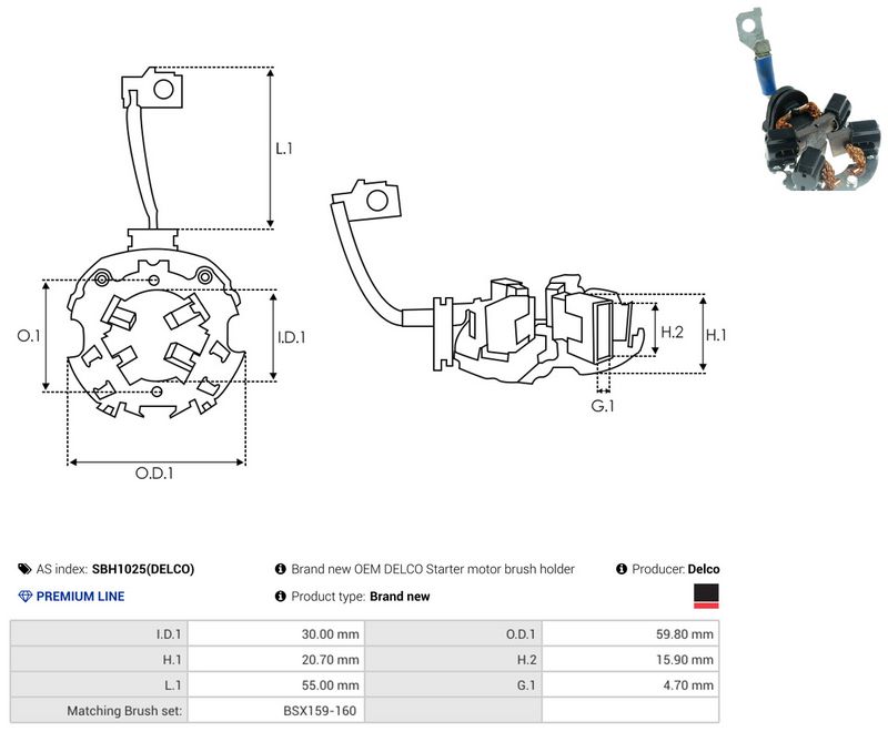 AS-PL SBH1025(DELCO) Holder, carbon brushes