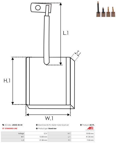 AS-PL JSX43-45-44 Carbon Brush, starter