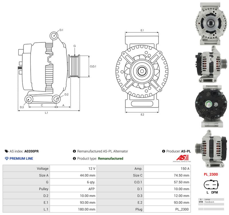 Generaator, AS-PL A0200PR