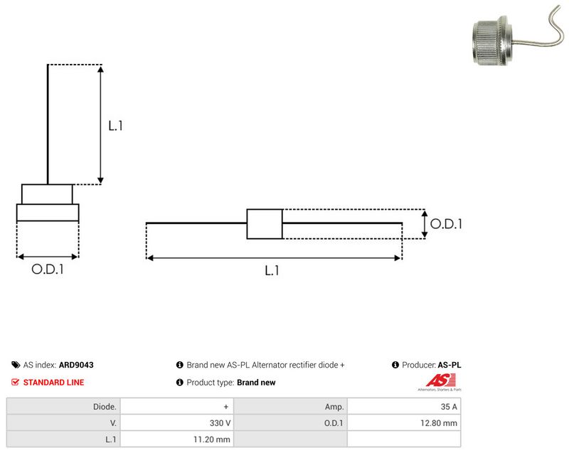 AS-PL ARD9043 Rectifier, alternator
