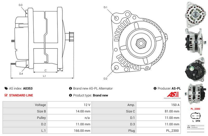 AS-PL A0353 Alternator