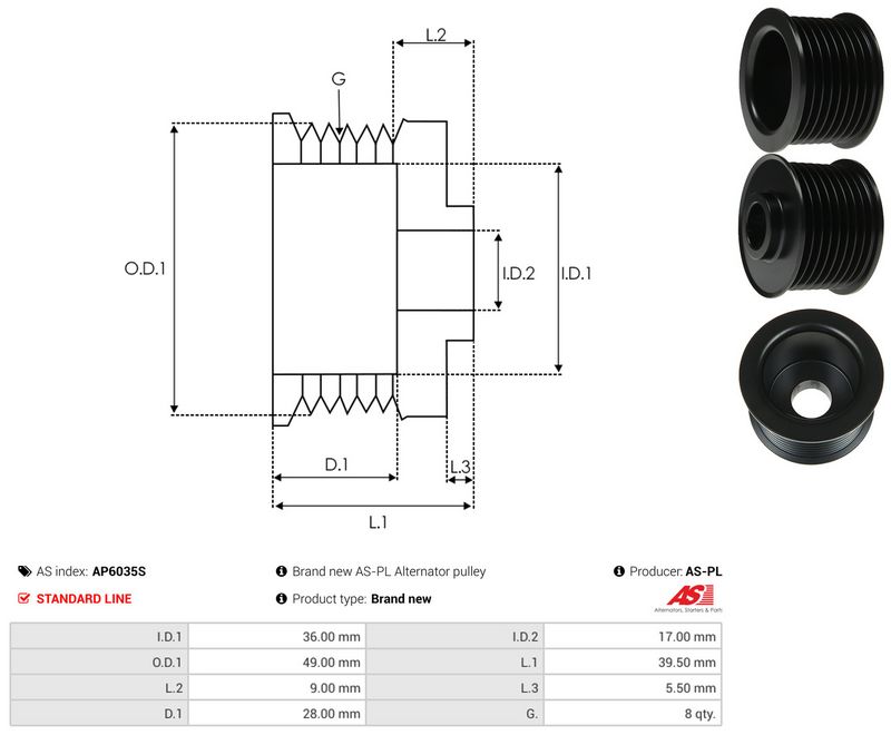 Rihmaratas, generaator, AS-PL AP6035S