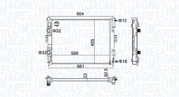 Радіатор, система охолодження двигуна, Magneti Marelli 350213160600