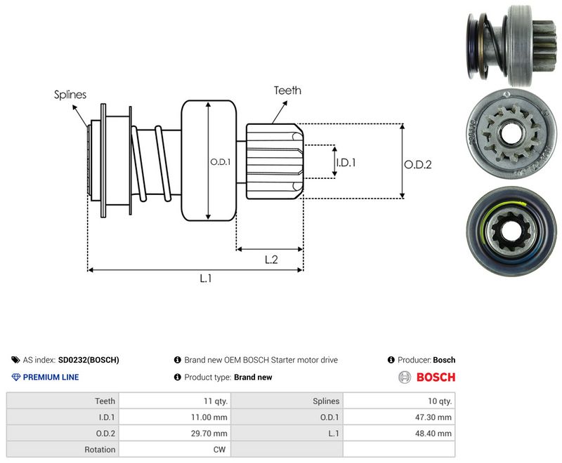 AS-PL SD0232(BOSCH) Freewheel Gear, starter