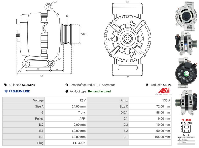 AS-PL A6063PR Alternator