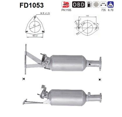 AS FD1053 Soot/Particulate Filter, exhaust system