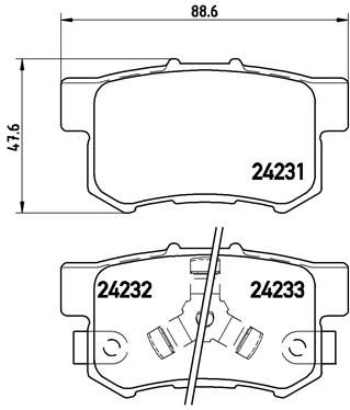 Колодка гальм. диск. HONDA ACCORD, CR-V задн. (вир-во BREMBO)