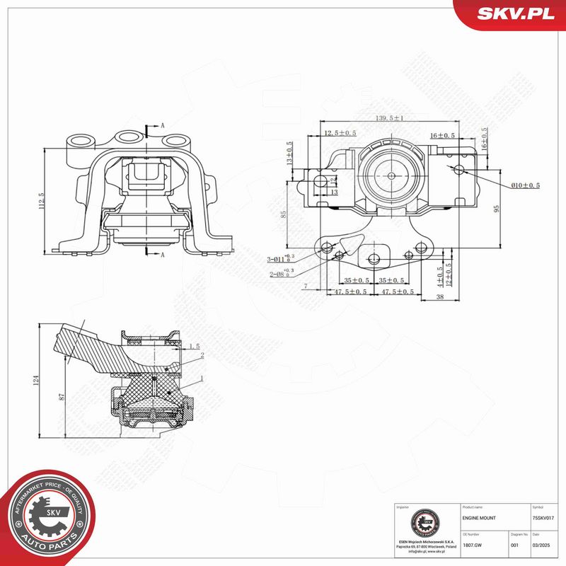 ESEN SKV 75SKV017 Mounting, engine