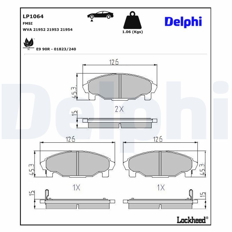 комплект спирачно феродо, дискови спирачки DELPHI