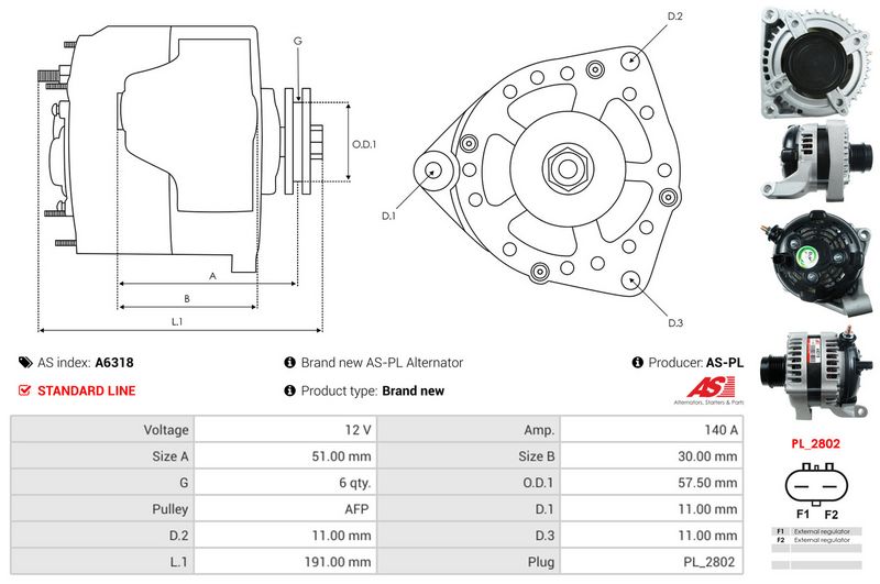 AS-PL A6318 Alternator