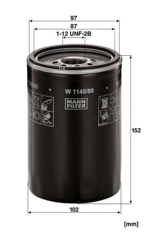 Õlifilter, MANN-FILTER W 1145, 80