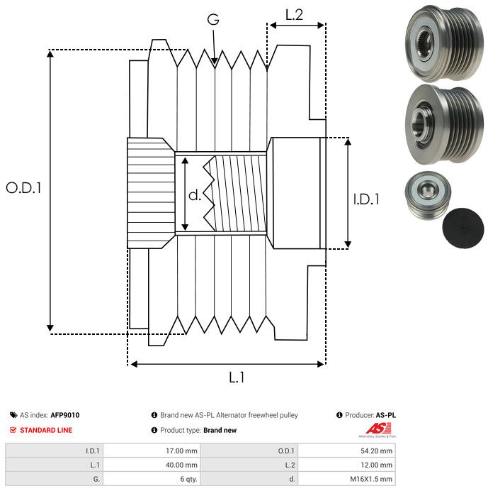 AS-PL AFP9010 Alternator Freewheel Clutch
