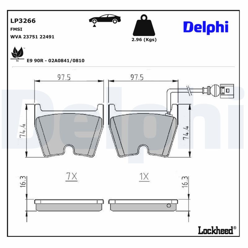 DELPHI LP3266 Brake Pad Set, disc brake