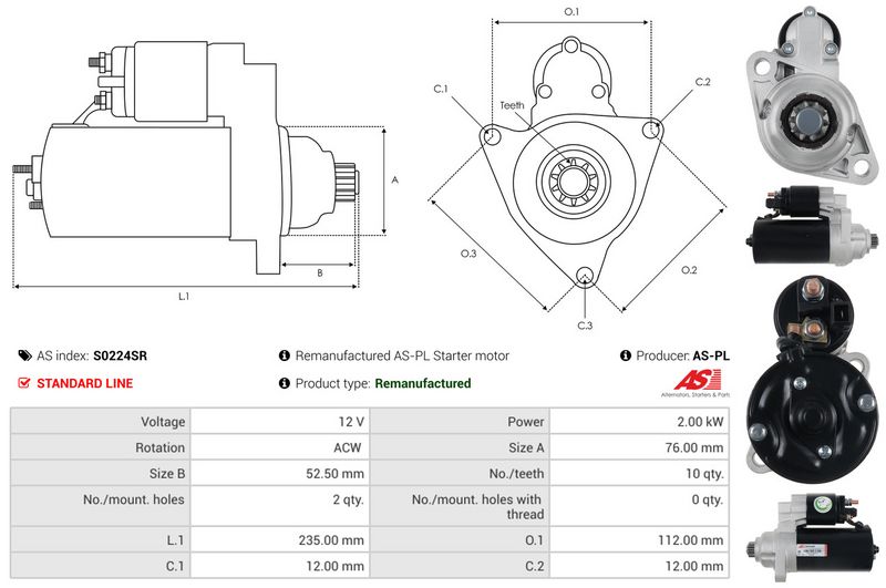 AS-PL S0224SR Starteris