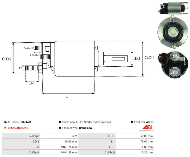 AS-PL SS6062S Solenoid Switch, starter