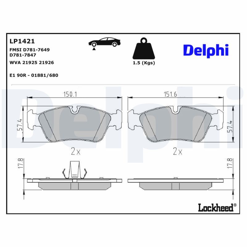 Piduriklotsi komplekt, ketaspidur, DELPHI LP1421