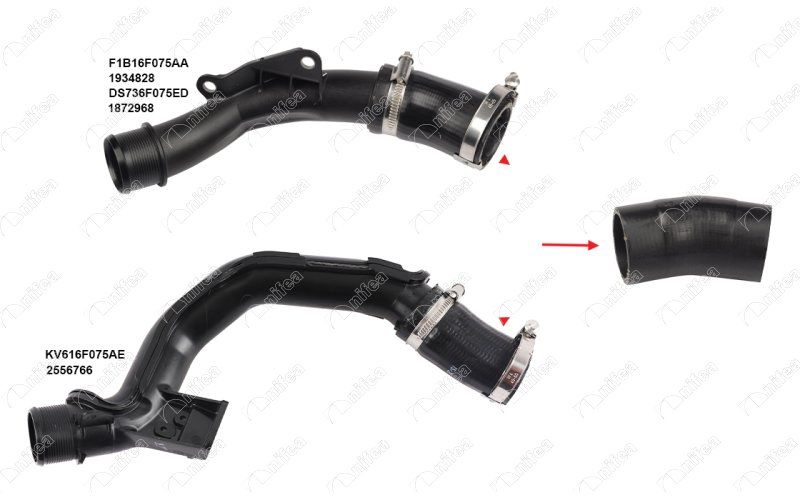 TURBO HORTUMU B-MAX - FIESTA VI-VII - KA+ III - MONDEO V - TOURNEO COURIER 1.5.1.6 TDCI 12>18 {PLASTIK BORU HARIC OK ILE GOSTERILEN HORTUM}