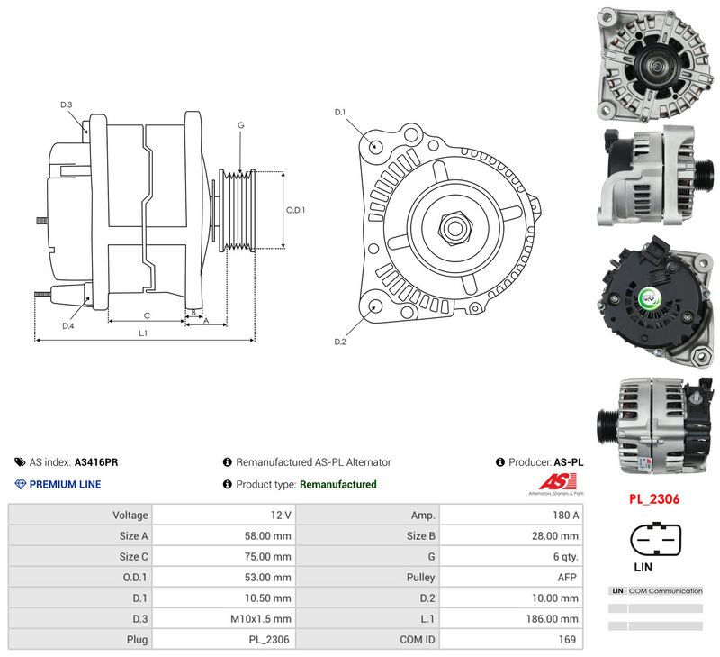 Generaator, AS-PL A3416PR