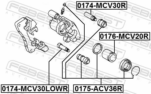 Ремонтний комплект, гальмівний супорт, Febest 0175-ACV36R