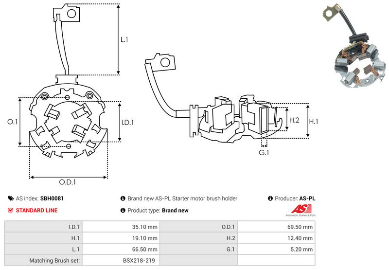 AS-PL SBH0081 Holder, carbon brushes