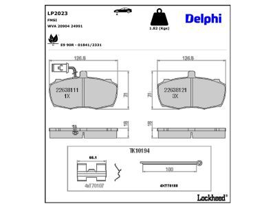 DELPHI LP2023 - Brake Pad Set, disc brake