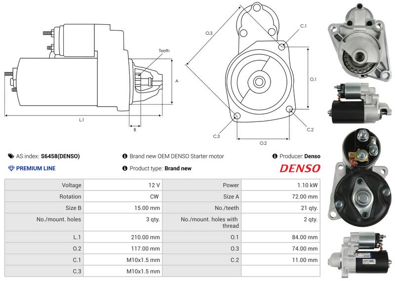 AS-PL S6458(DENSO) Starter