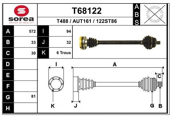 EAI hajtótengely T68122