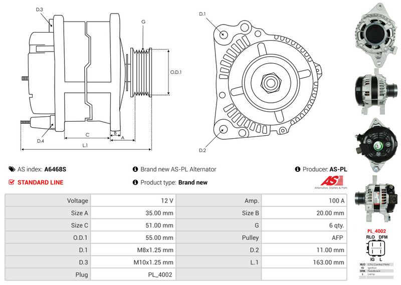 AS-PL A6468S Alternator