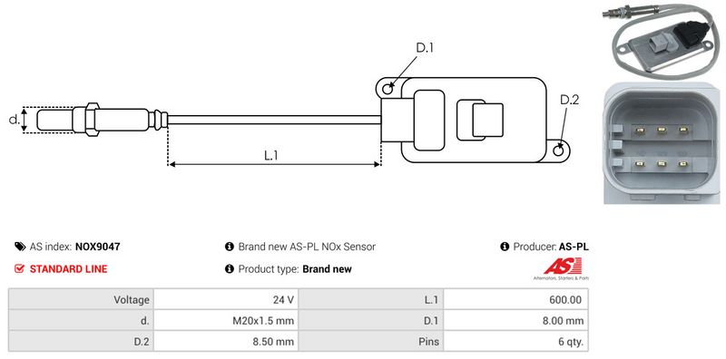 AS-PL NOX9047 NOx Sensor, urea injection