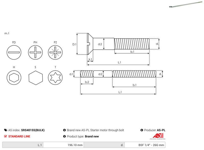 AS-PL SRS4015S(BULK) Repair Set, alternator