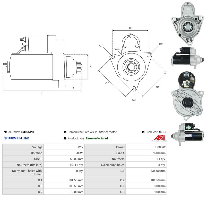Starter, AS-PL S3026PR