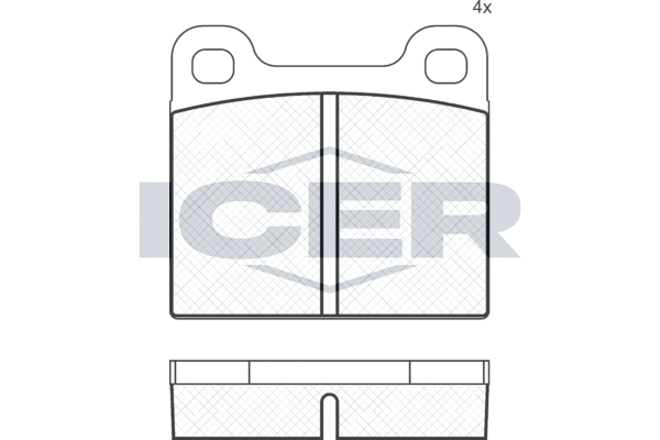 Комплект гальмівних накладок, дискове гальмо, Icer 180162