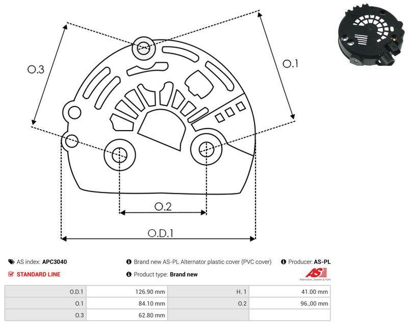 AS-PL APC3040 Protective Cap, alternator