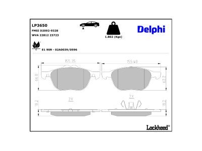 DELPHI LP3650 Brake Pad Set, disc brake