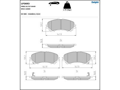 DELPHI LP3693 Brake Pad Set, disc brake