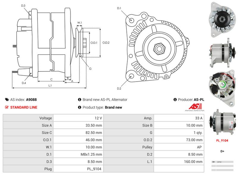 AS-PL A9088 Alternator