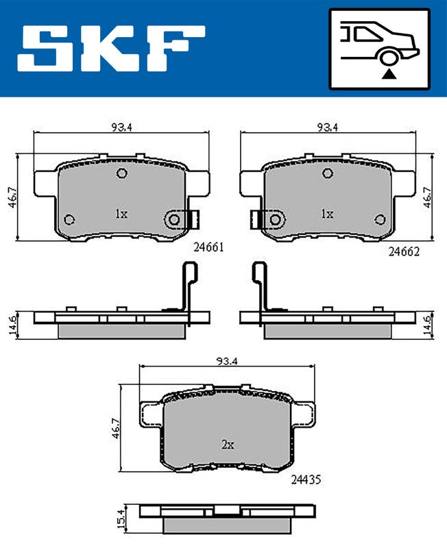 Комплект гальмівних накладок, дискове гальмо, Skf VKBP90613A