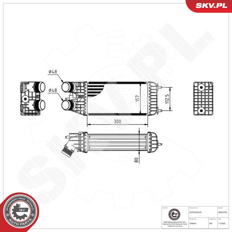 Kompressoriõhu radiaator, ESEN SKV 98SKV162