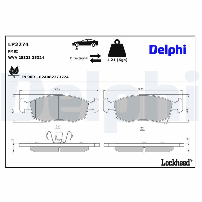 Piduriklotsi komplekt, ketaspidur, DELPHI LP2274