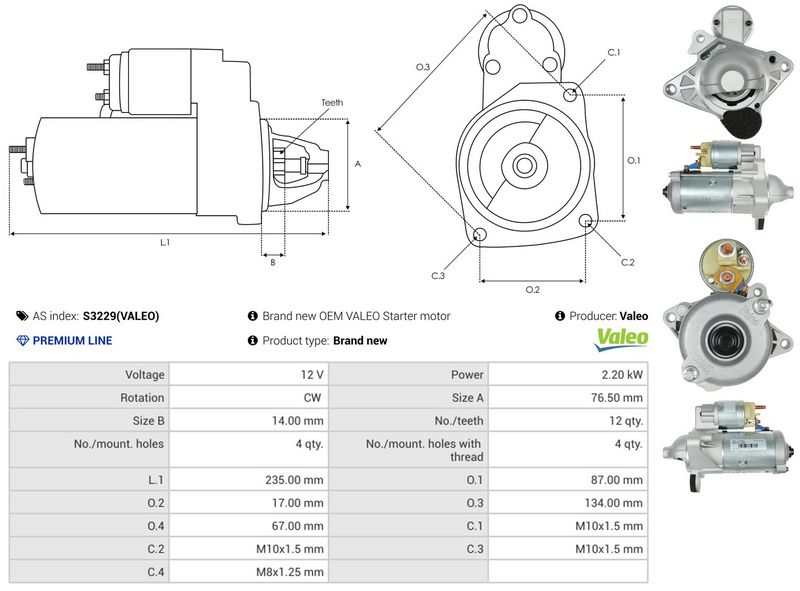 AS-PL S3229(VALEO) Starter