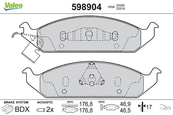 Piduriklotsi komplekt, ketaspidur VALEO 598904