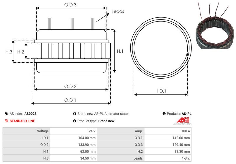 Staator, generaator, AS-PL AS0023