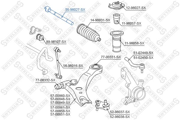 STELLOX 55-98027-SX Inner Tie Rod