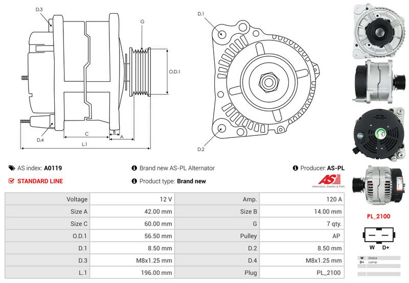 AS-PL A0119 Alternator