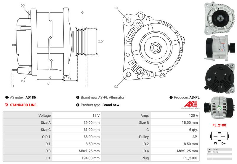 AS-PL A0186 Alternator