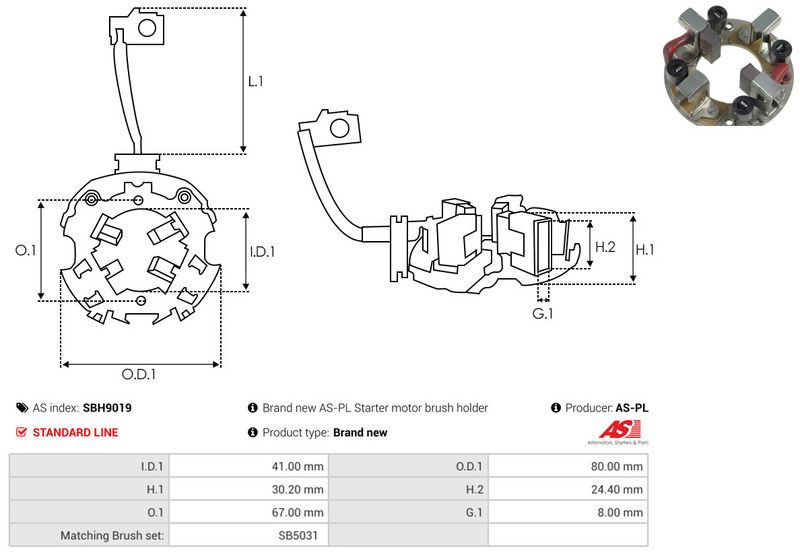 Kinnitus, süsinikuharjad, AS-PL SBH9019