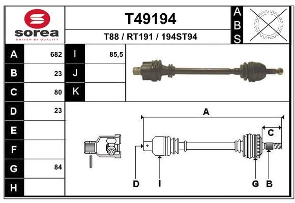 EAI hajtótengely T49194