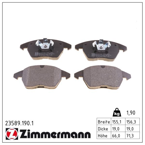 комплект спирачно феродо, дискови спирачки ZIMMERMANN