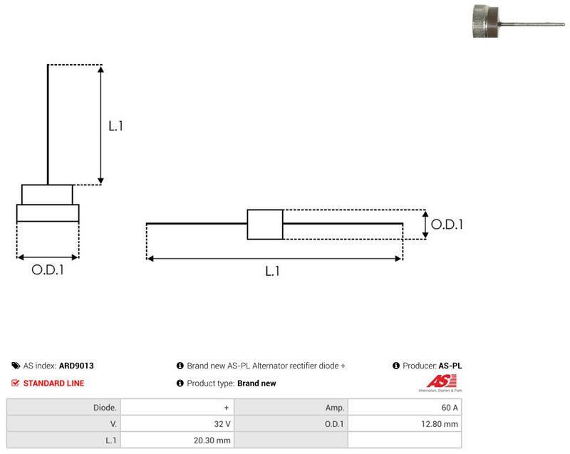 AS-PL ARD9013 Rectifier, alternator