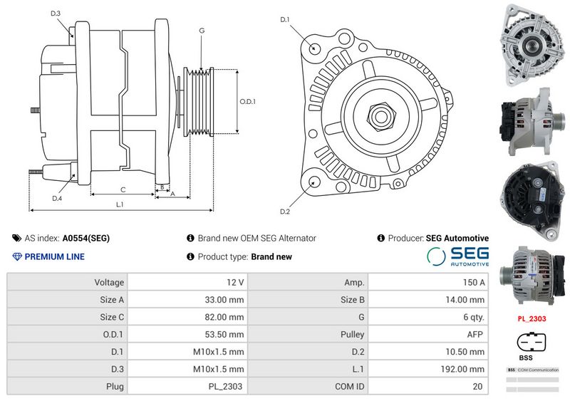 AS-PL A0554(SEG) Alternator